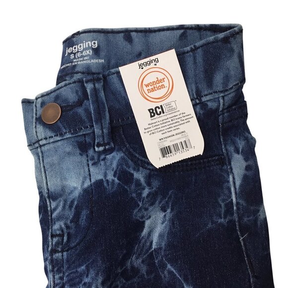 Wonder Nation Jeggings Lot of 2 Denim Stretch Girls S (6-6X) Tie Dye Smiley Face - Picture 4 of 6